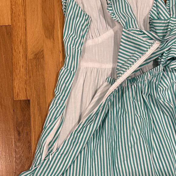 Skies Are Blue | Striped Green/Teal and White Dress with tie back - Picture 14 of 16